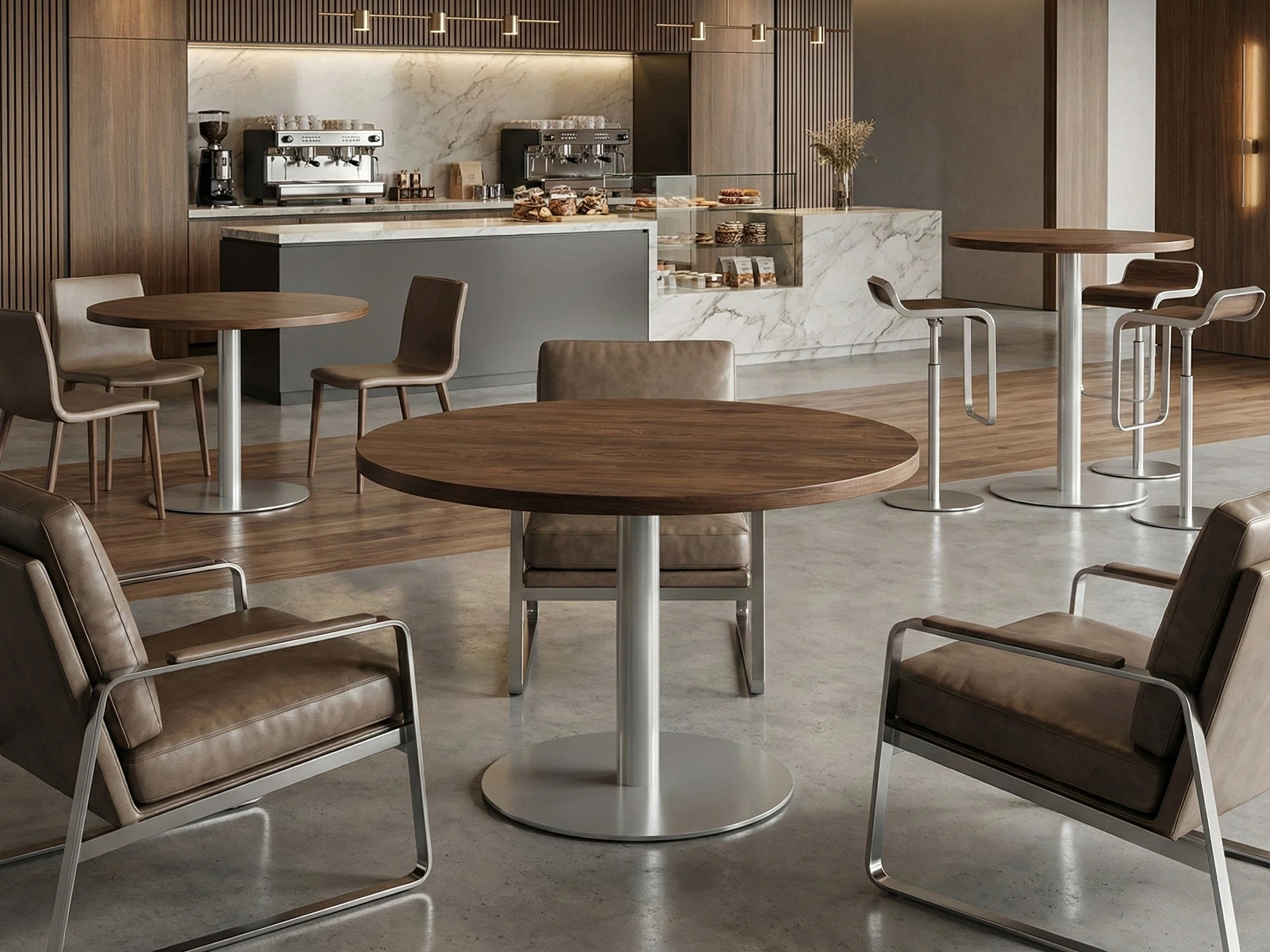 Restaurant Round Tables Disc Base Low Profile for Cafe