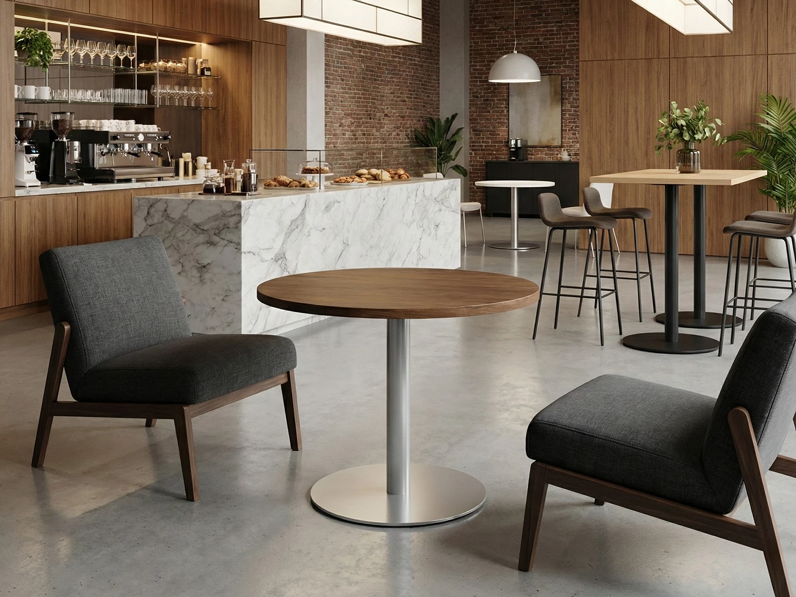 Restaurant Round Tables Disc Base Low Profile for Cafe