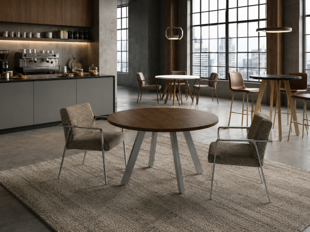 Round Restaurant Tables Angled Post Hospitality Base